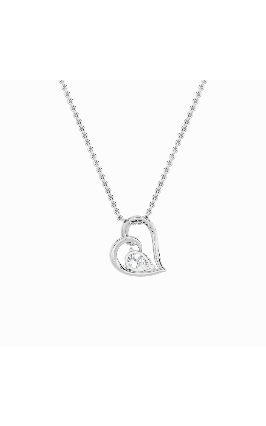 2CTW Pear Shaped Lab Grown Diamond (F/VS) Heart Shaped Pendant in 14K Gold