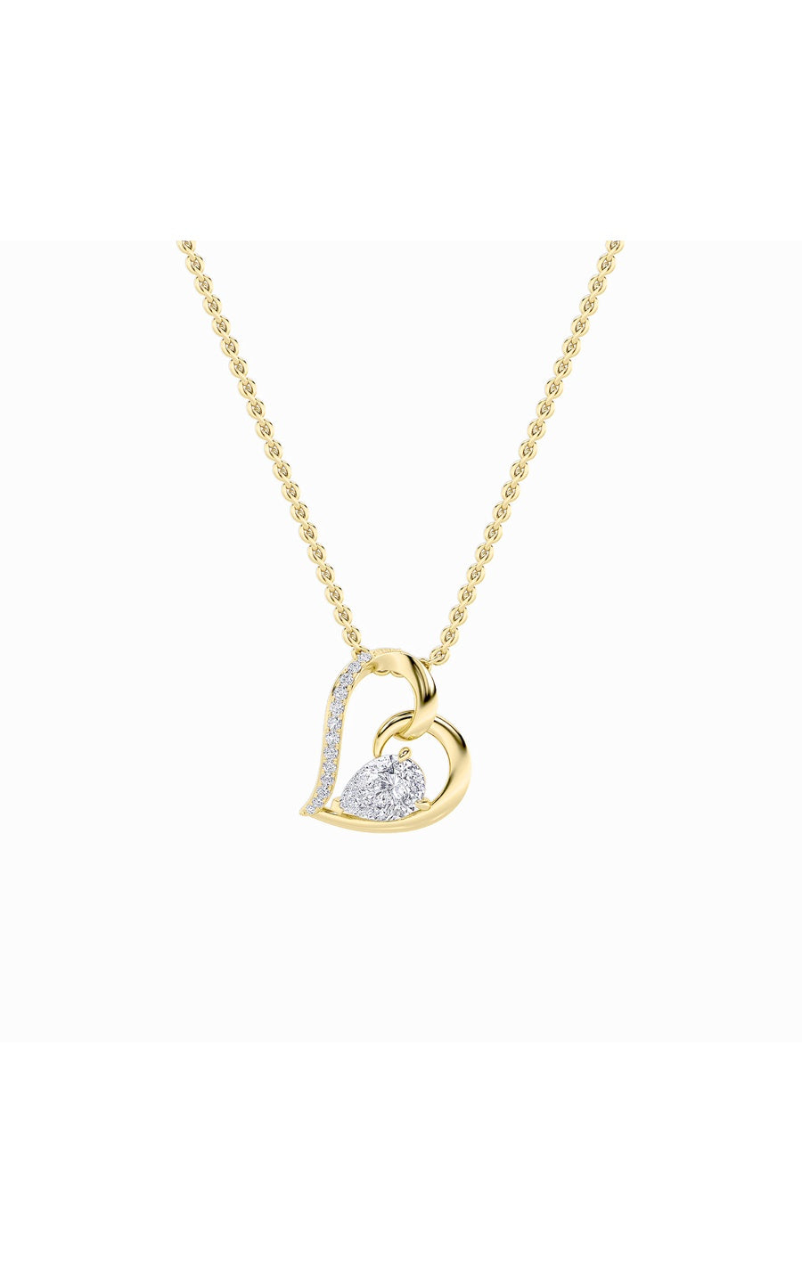 2Cttw Pear Shaped Lab Grown Diamond (F/VS) Heart Shaped Pendant in 14K Gold