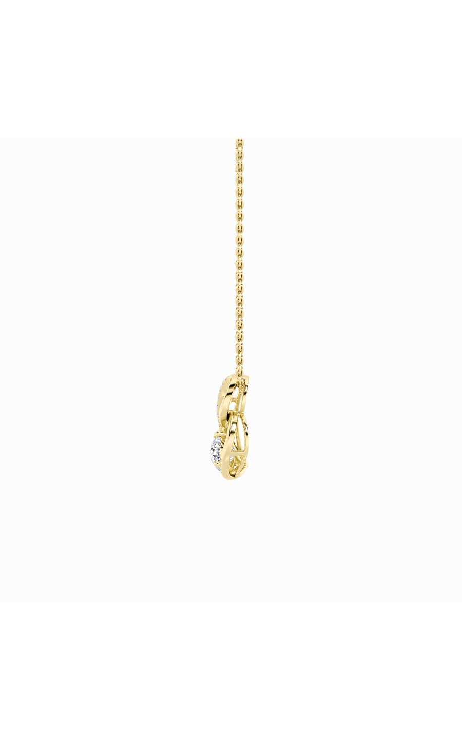 2Cttw Pear Shaped Lab Grown Diamond (F/VS) Heart Shaped Pendant in 14K Gold