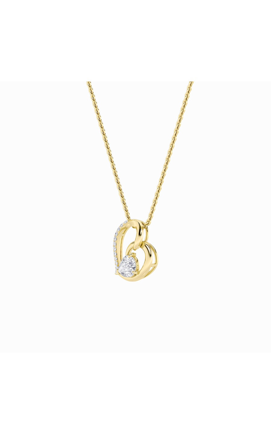 2CTW Pear Shaped Lab Grown Diamond (F/VS) Heart Shaped Pendant in 14K Gold