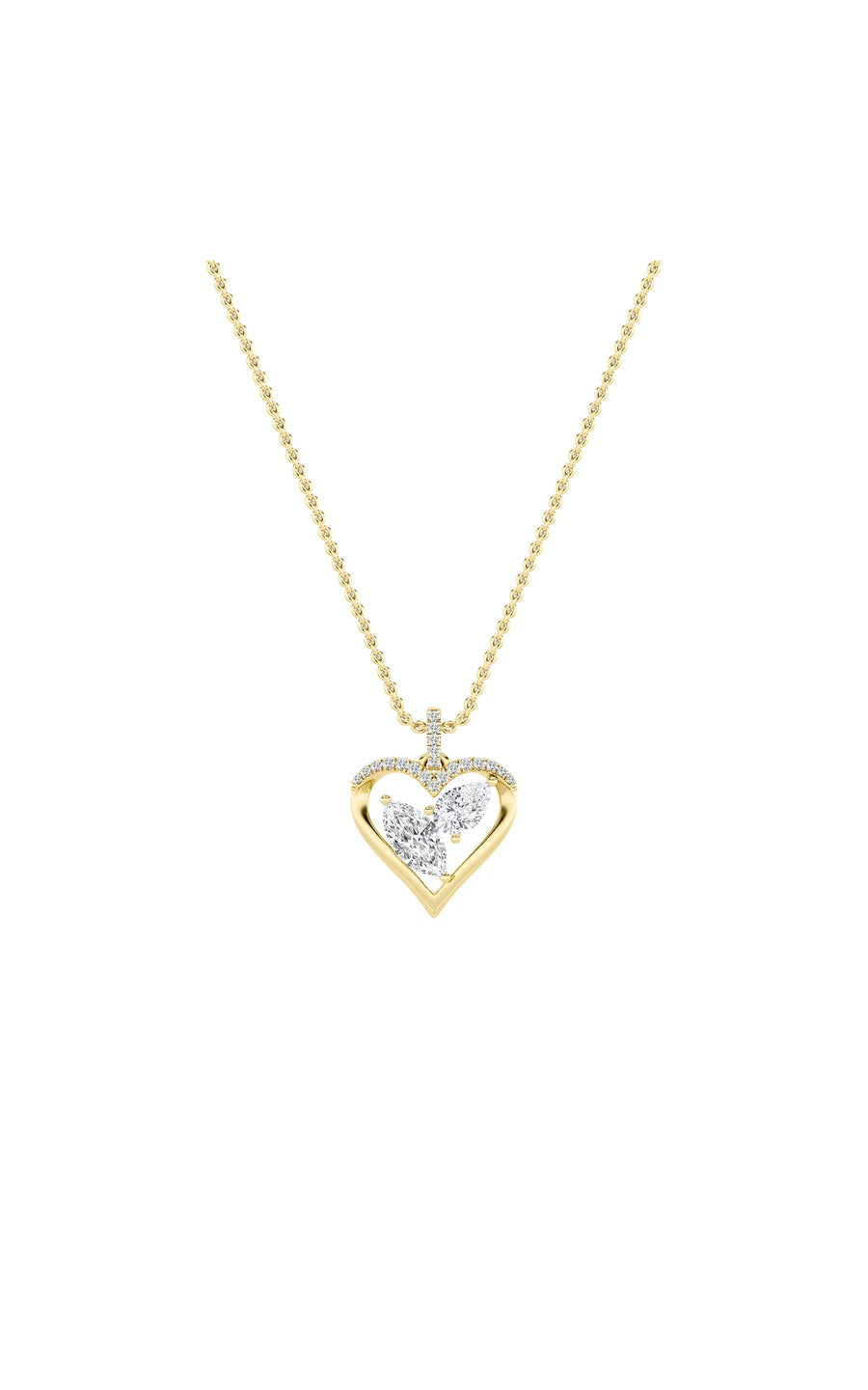 2.5Cttw Marquise Shaped Lab Grown Diamond (F/VS) Heart Shaped Pendant in 14K Gold