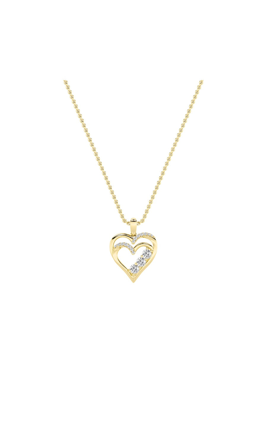 1Cttw Round Shaped Lab Grown Diamond (F/VS) HeartShaped Pendant in 14K Gold