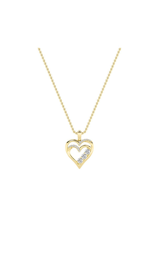 1Cttw Round Shaped Lab Grown Diamond (F/VS) HeartShaped Pendant in 14K Gold