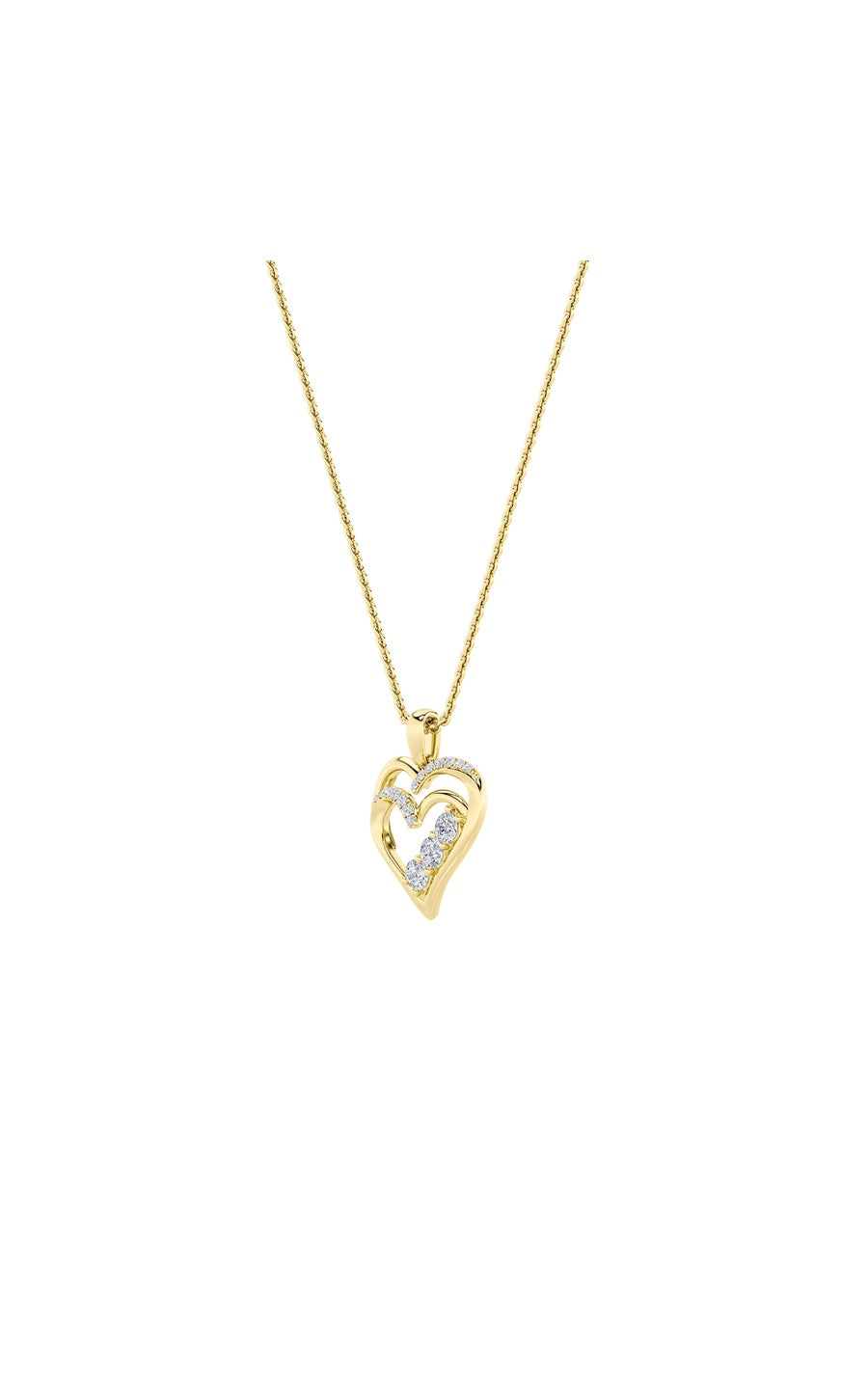 1Cttw Round Shaped Lab Grown Diamond (F/VS) HeartShaped Pendant in 14K Gold