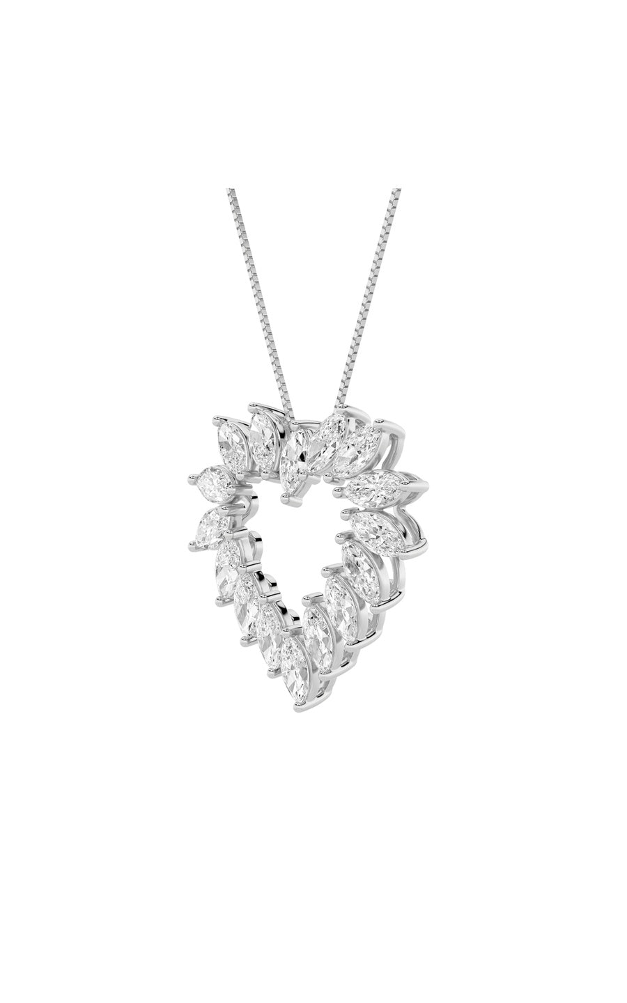 3Cttw Marquise Shaped Lab Grown Diamond (F/VS) Heart Shaped Pendant in 14K Gold
