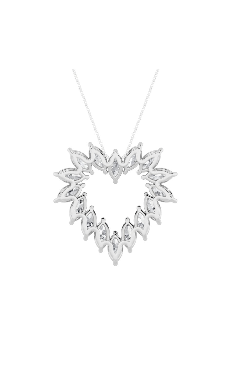3Cttw Marquise Shaped Lab Grown Diamond (F/VS) Heart Shaped Pendant in 14K Gold