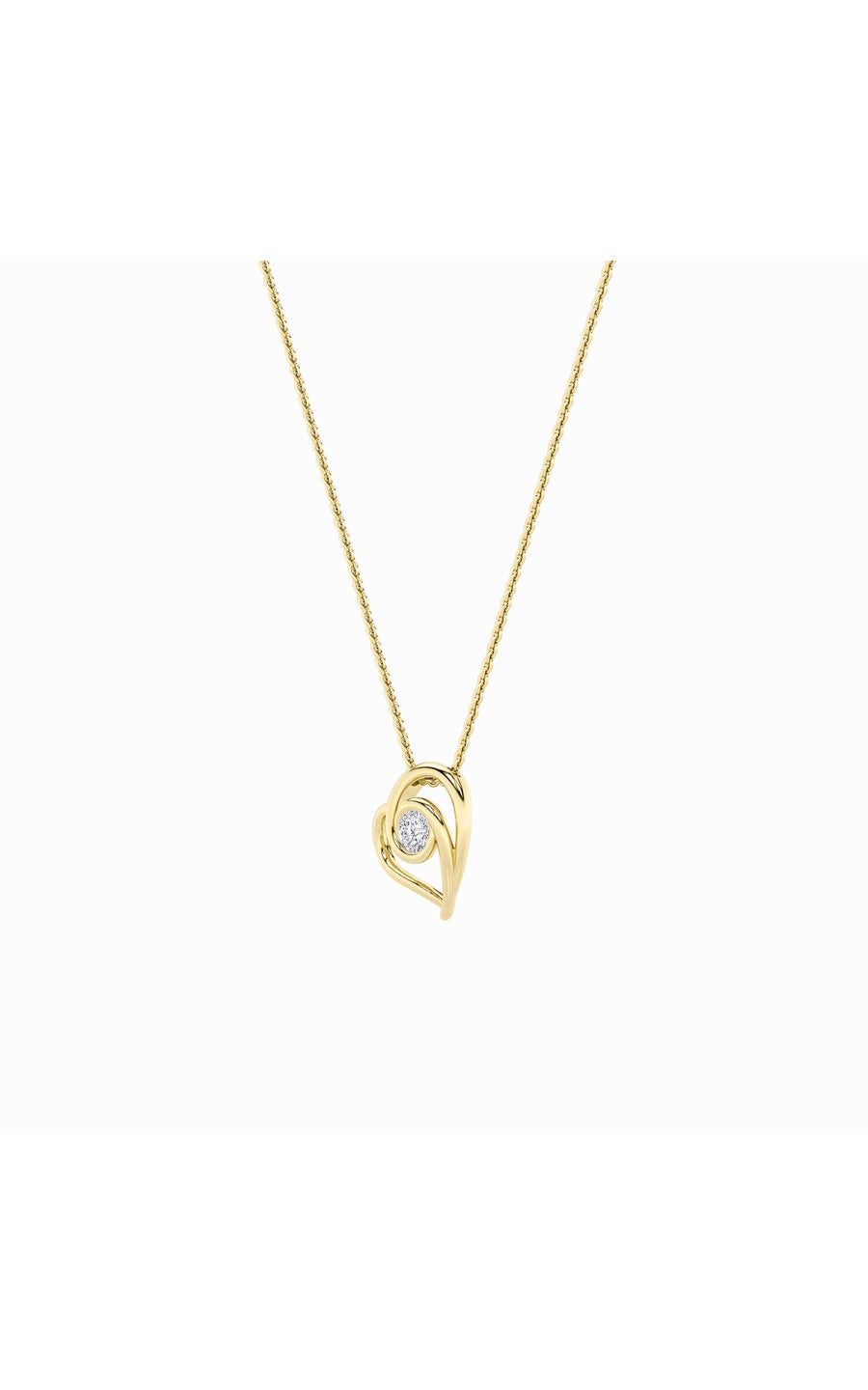 1Cttw Round Shaped Lab Grown Diamond (F/VS) HeartShaped Pendant in 14K Gold