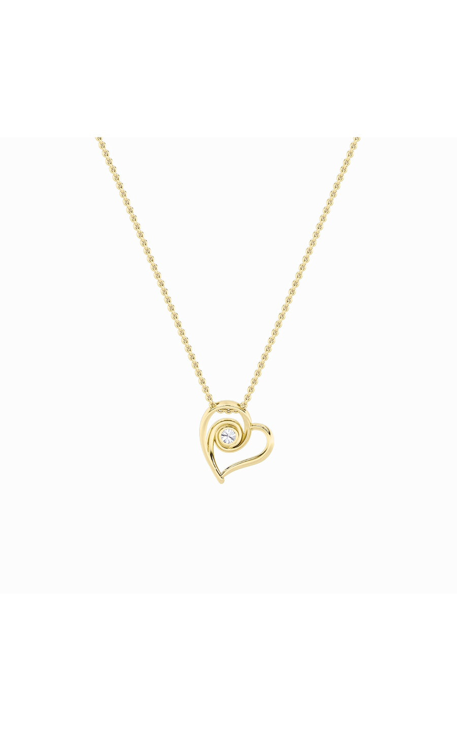 1Cttw Round Shaped Lab Grown Diamond (F/VS) HeartShaped Pendant in 14K Gold