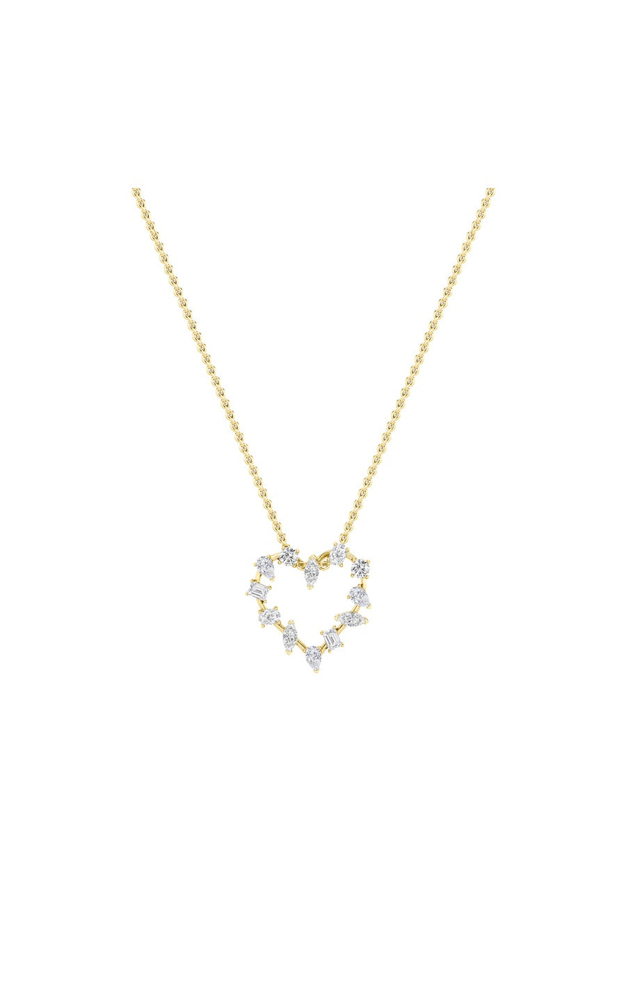 2.5Cttw Emerald Shaped Lab Grown Diamond (F/VS) Heart Shaped Pendant in 14K Gold