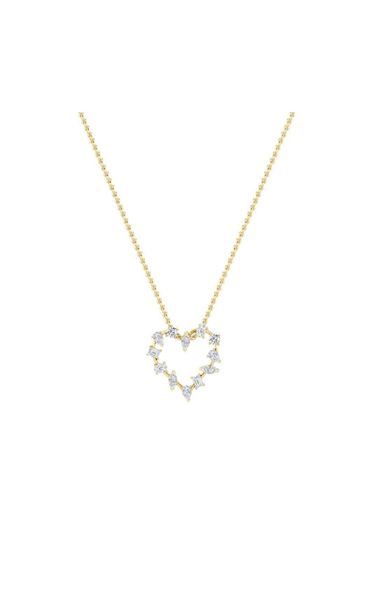 2.5Cttw Emerald Shaped Lab Grown Diamond (F/VS) Heart Shaped Pendant in 14K Gold
