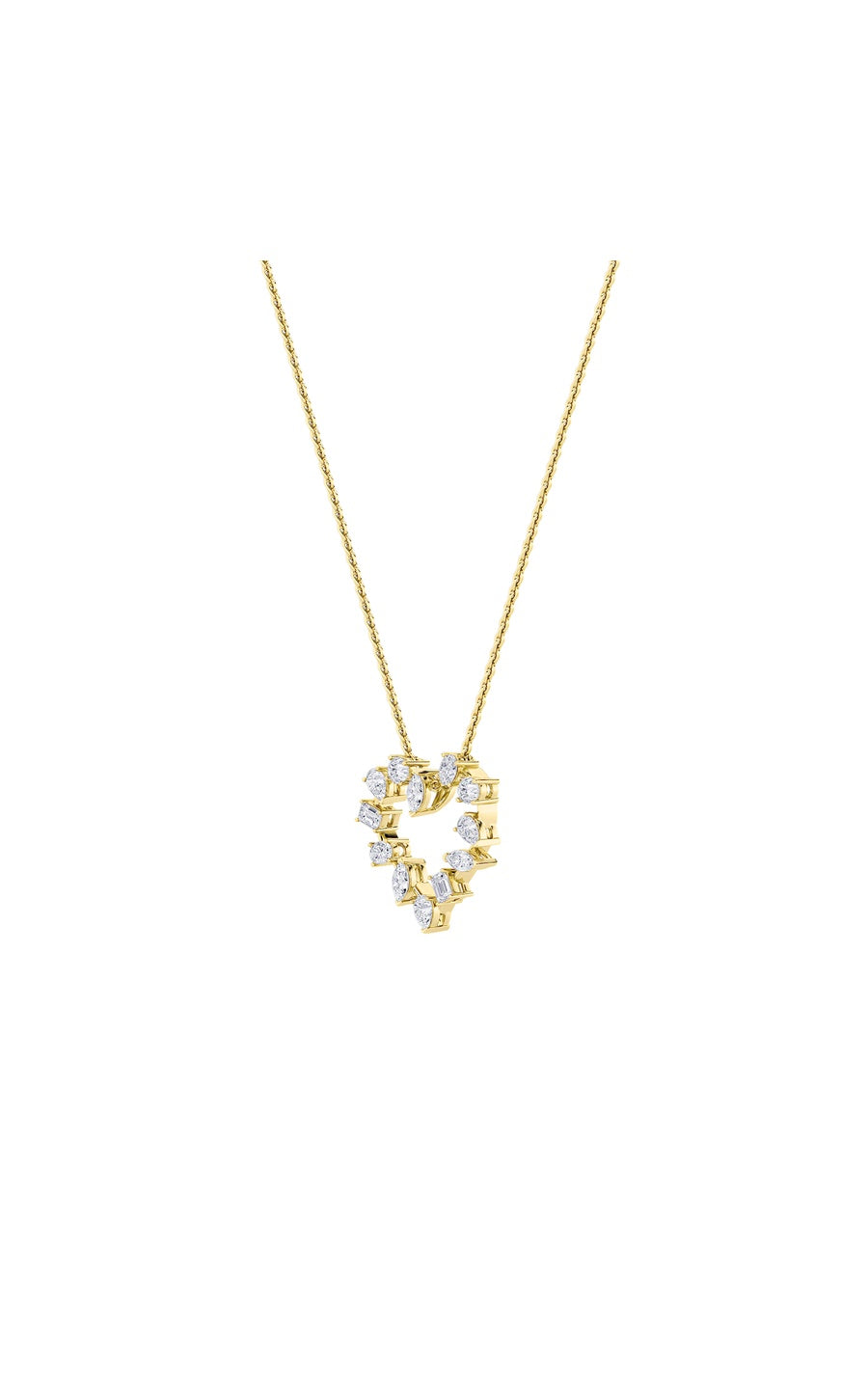 2.5Cttw Emerald Shaped Lab Grown Diamond (F/VS) Heart Shaped Pendant in 14K Gold