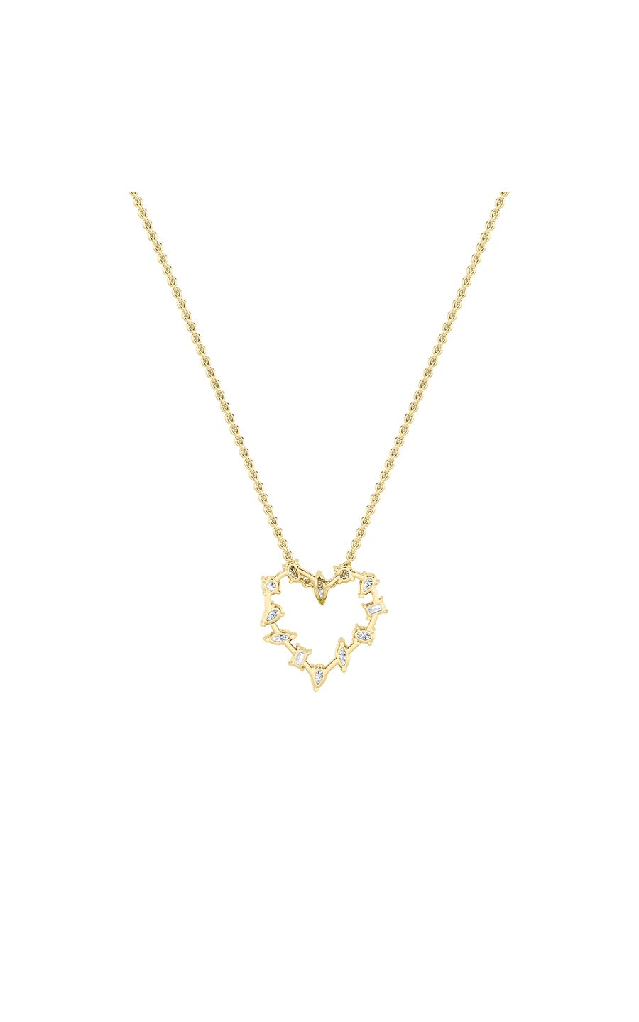 2.5Cttw Emerald Shaped Lab Grown Diamond (F/VS) Heart Shaped Pendant in 14K Gold