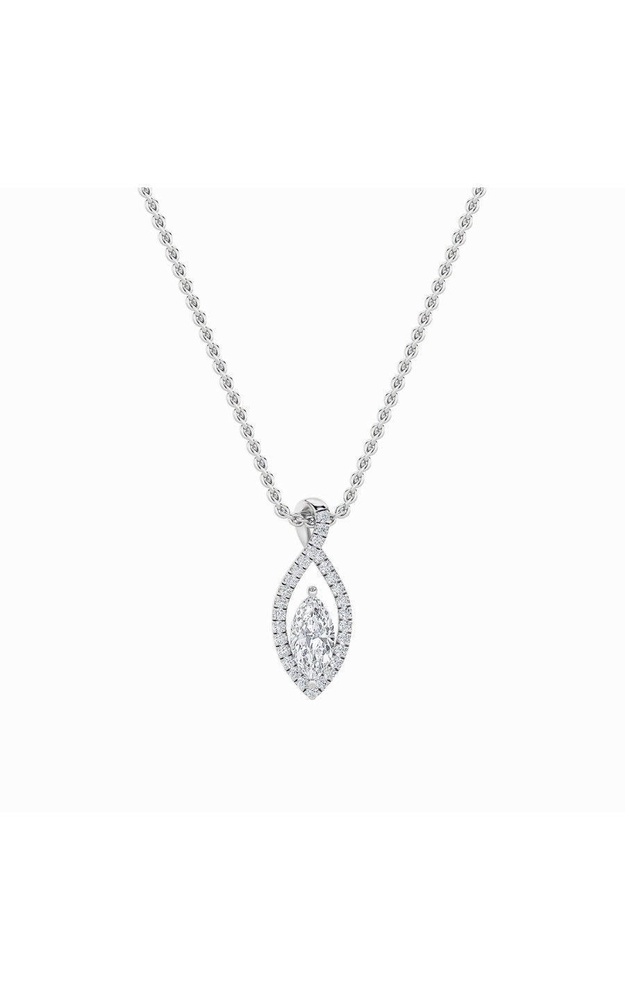 1.25Cttw Marquise Shaped Lab Grown Diamond (F/VS)Heart Shaped Pendant in 14K Gold
