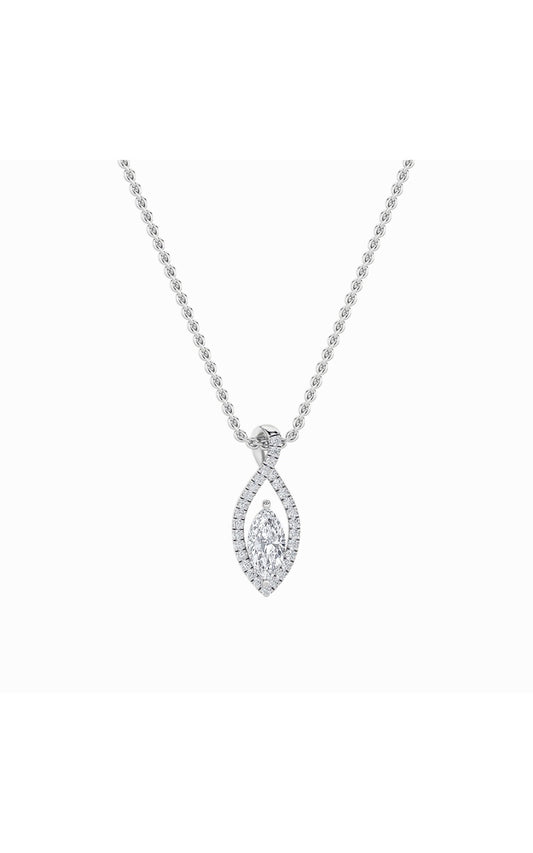 1.25Cttw Marquise Shaped Lab Grown Diamond (F/VS)Heart Shaped Pendant in 14K Gold