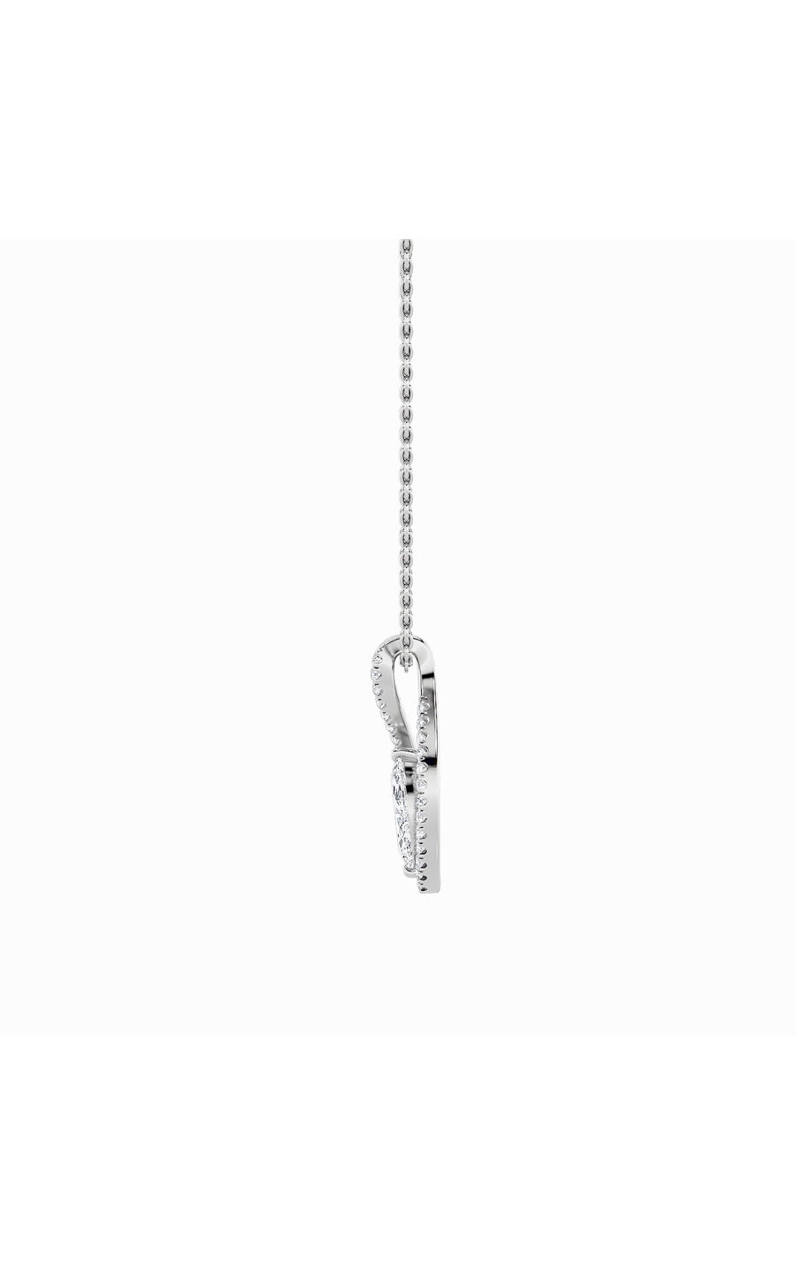 1.25Cttw Marquise Shaped Lab Grown Diamond (F/VS)Heart Shaped Pendant in 14K Gold