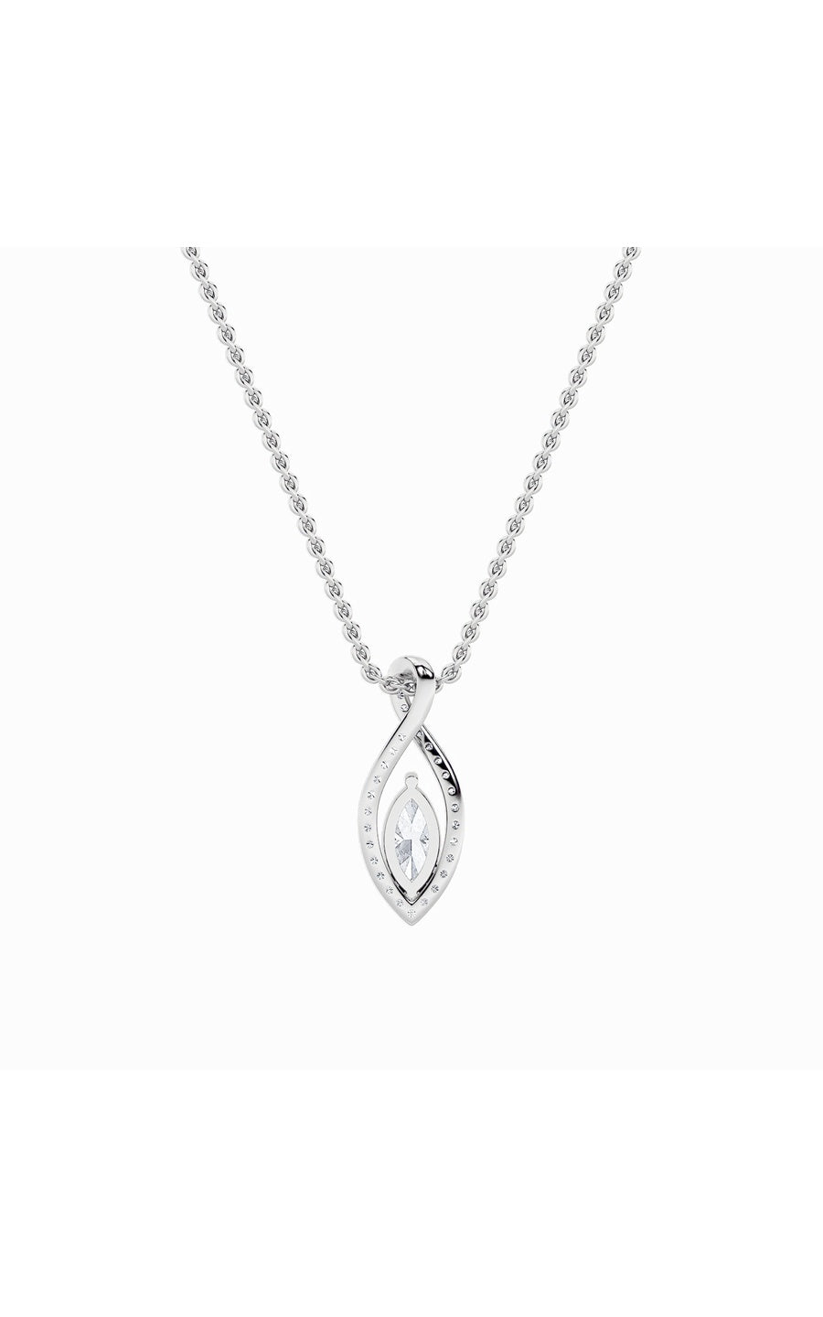 1.25Cttw Marquise Shaped Lab Grown Diamond (F/VS)Heart Shaped Pendant in 14K Gold