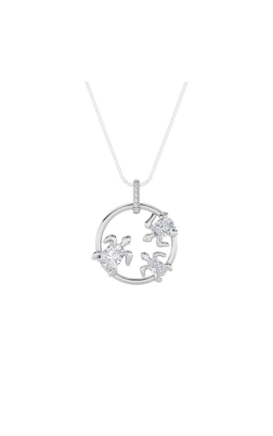 2Cttw Oval Shaped Lab Grown Diamond (F/VS) Baby Turtle Pendant in 14K Gold