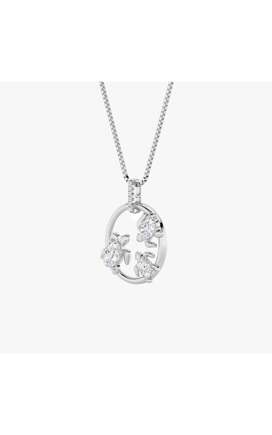 2Cttw Oval Shaped Lab Grown Diamond (F/VS) Baby Turtle Pendant in 14K Gold
