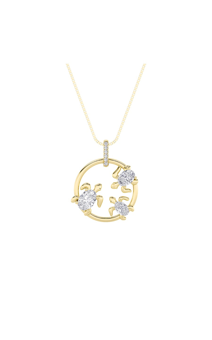 2Cttw Oval Shaped Lab Grown Diamond (F/VS) Baby Turtle Pendant in 14K Gold