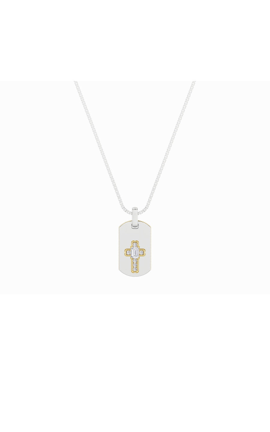 1Cttw Emerald Shaped Lab Grown Diamond (F/VS) DogTag Pendant in 14K Gold