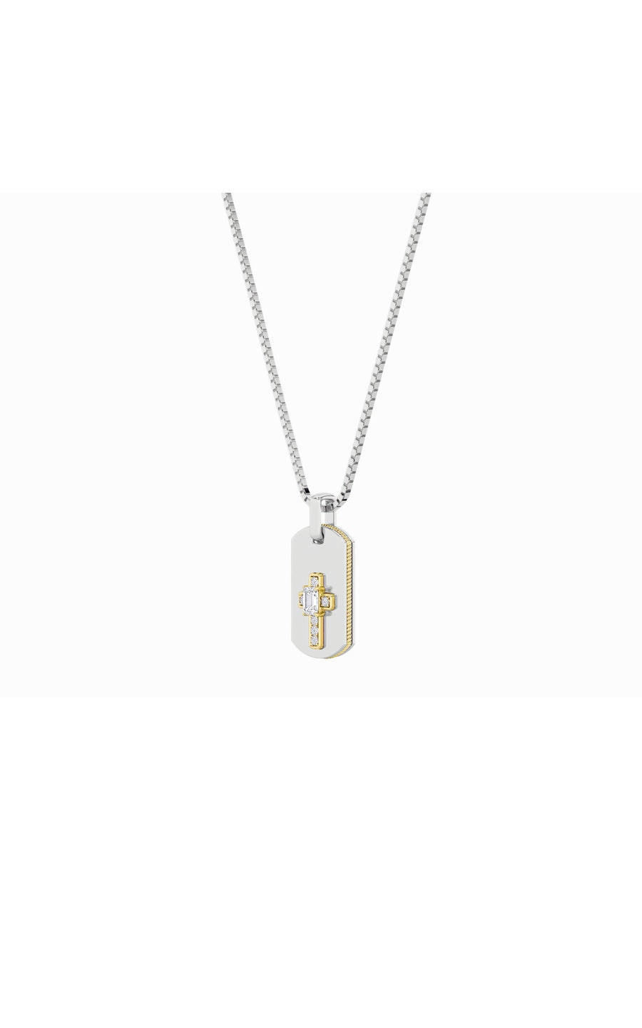 1Cttw Emerald Shaped Lab Grown Diamond (F/VS) DogTag Pendant in 14K Gold