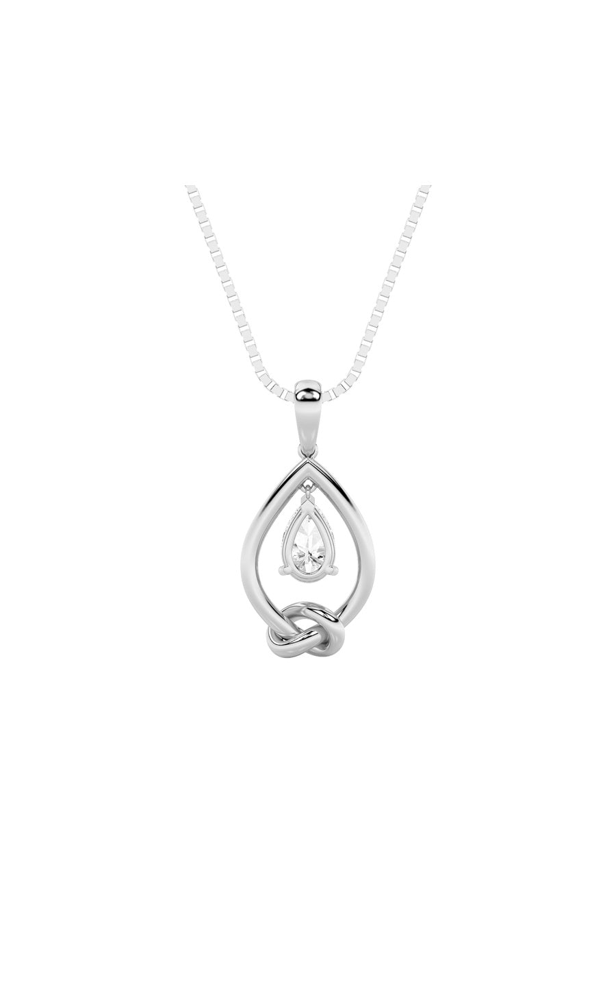 1Cttw Pear Shaped Lab Grown Diamond (F/VS) Solitaire Knot Pendant in 14K Gold