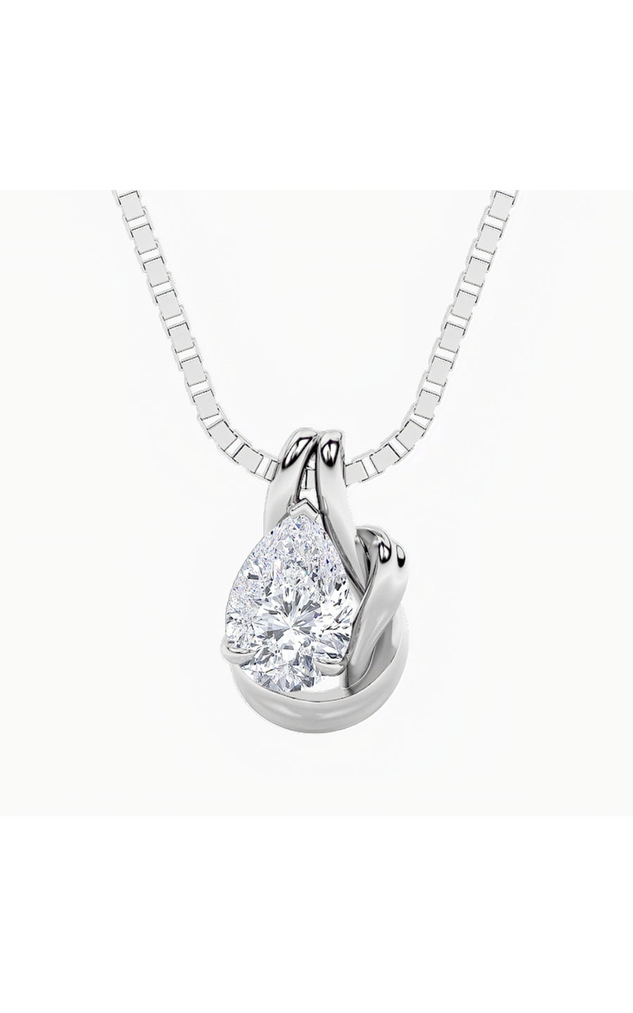 2Cttw Pear Shaped Lab Grown Diamond (F/VS) Knot Pendant in 14K Gold