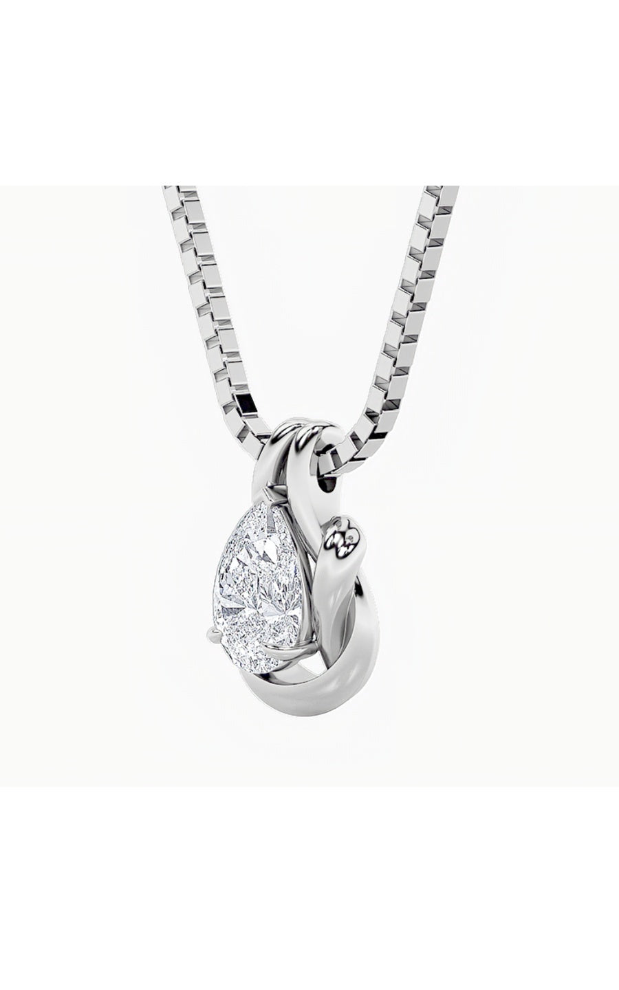 2Cttw Pear Shaped Lab Grown Diamond (F/VS) Knot Pendant in 14K Gold