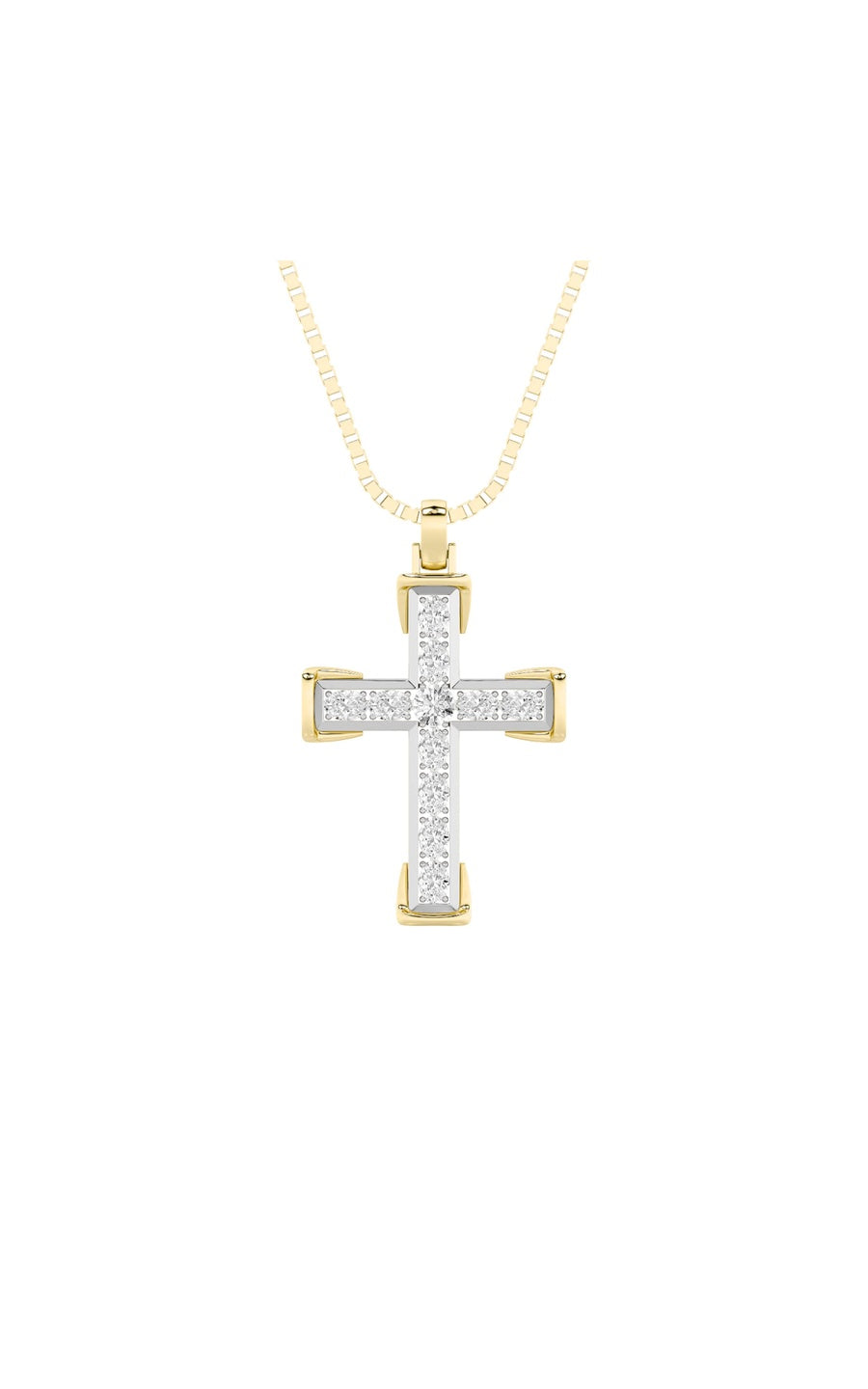 3Cttw Round Shaped Lab Grown Diamond (F/VS) CrossPendant in 14K Gold