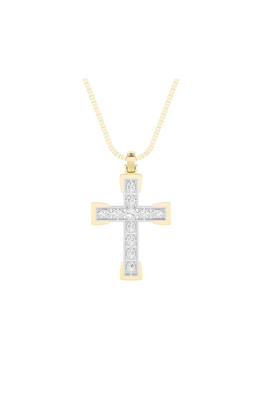3Cttw Round Shaped Lab Grown Diamond (F/VS) CrossPendant in 14K Gold