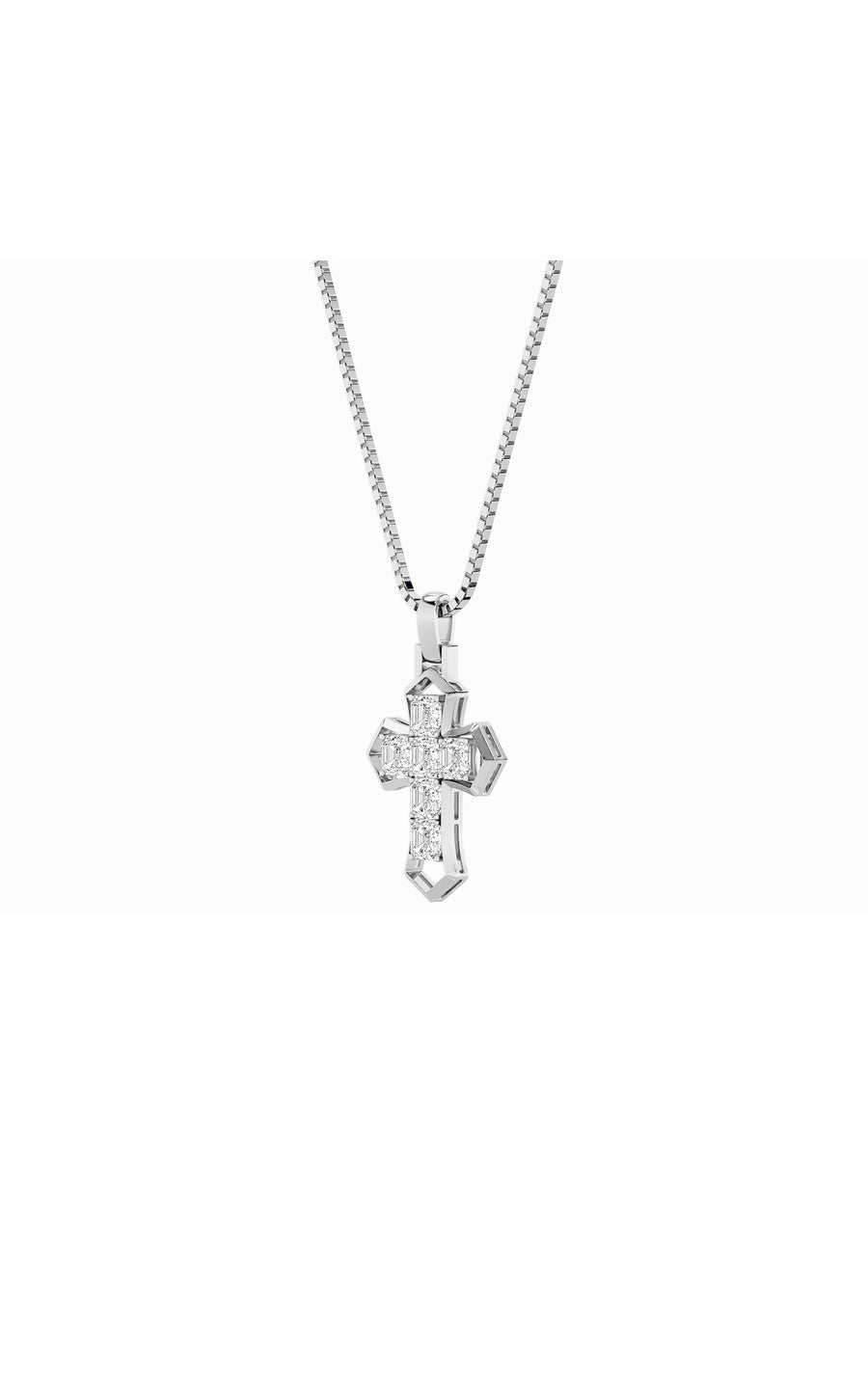 6CTW Asscher Shaped Lab Grown Diamond (F/VS) Cross Pendant in 14K Gold