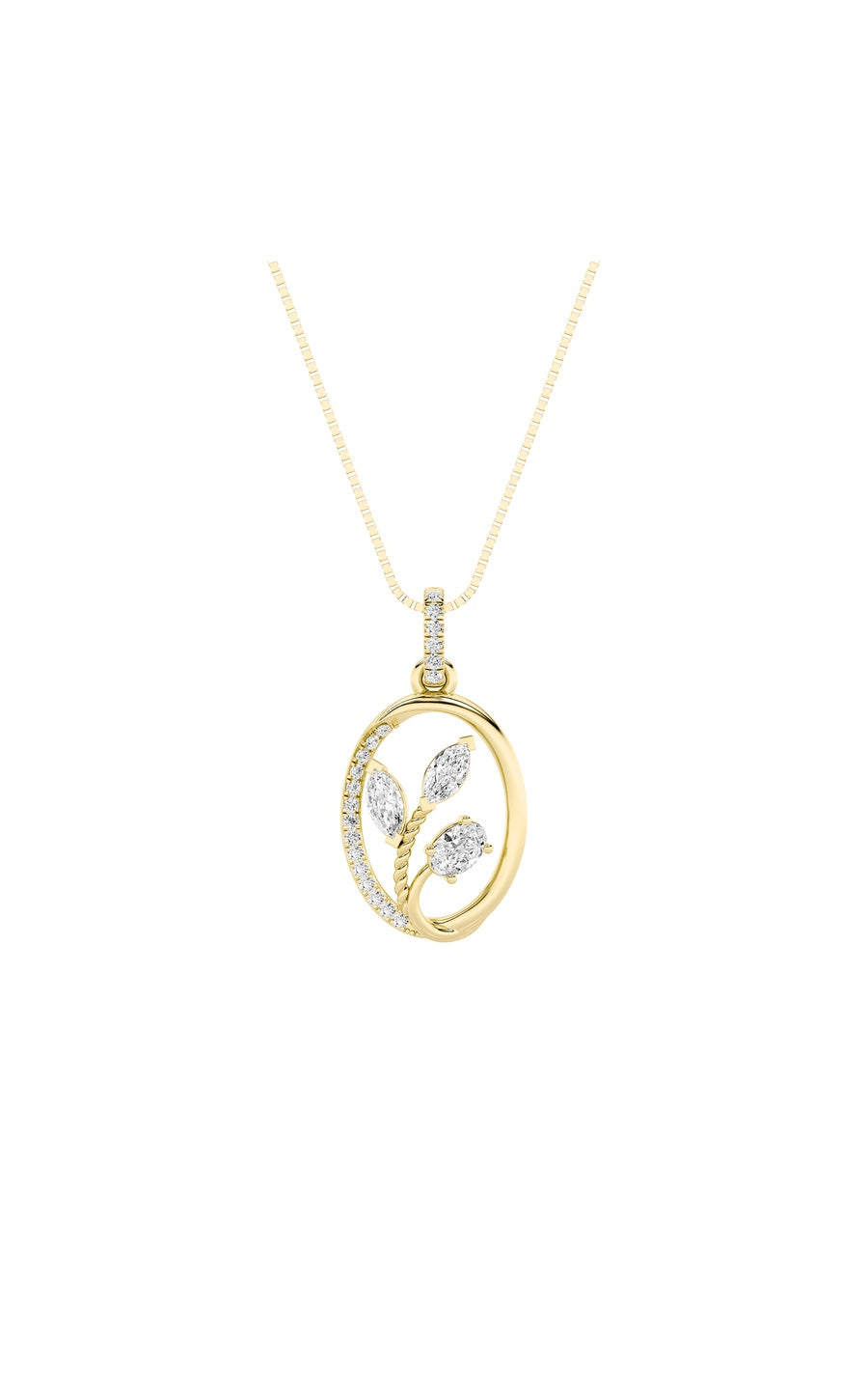 1Cttw Oval Shaped Lab Grown Diamond (F/VS) Pendantin 14K Gold