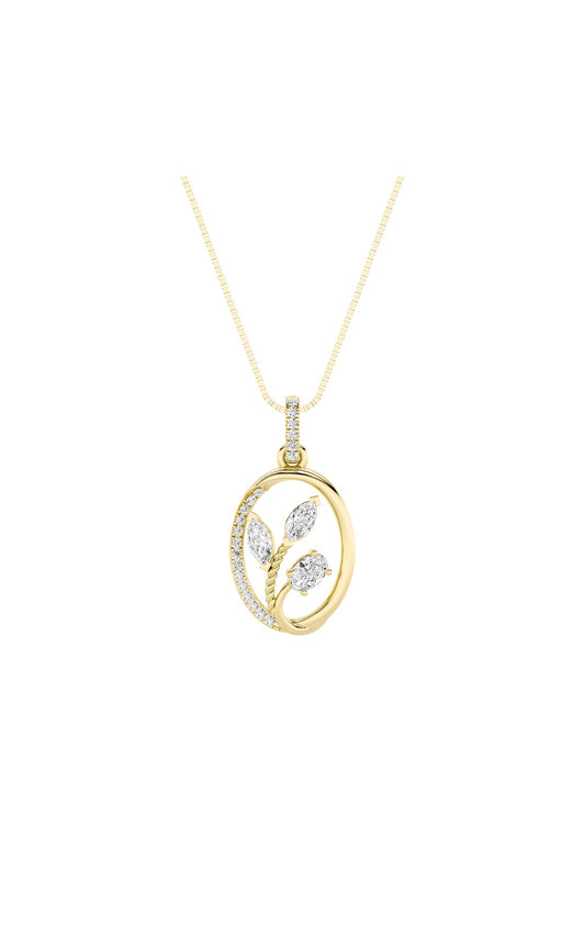 1Cttw Oval Shaped Lab Grown Diamond (F/VS) Pendantin 14K Gold