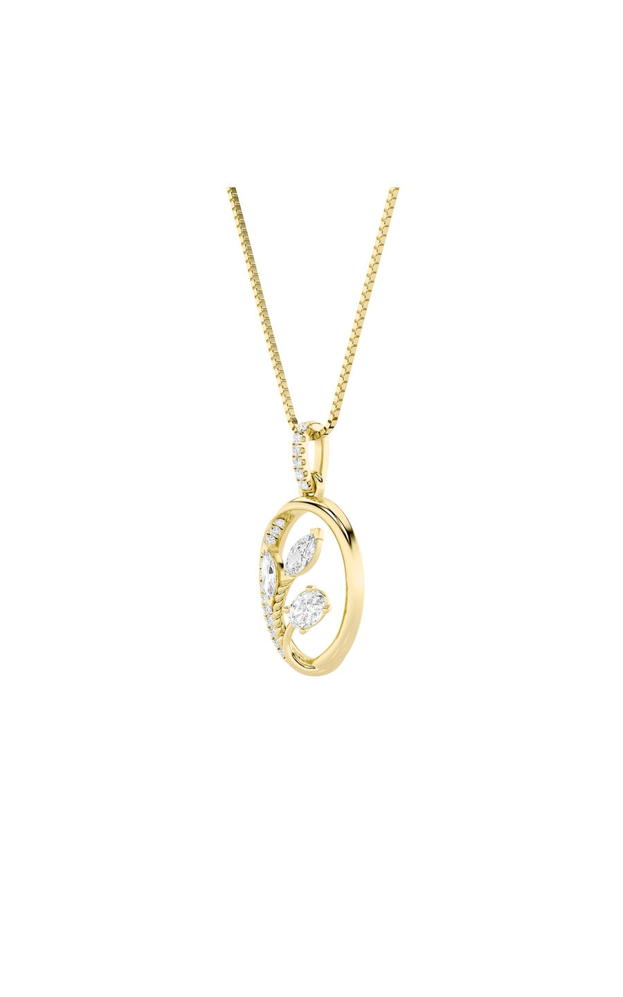 1Cttw Oval Shaped Lab Grown Diamond (F/VS) Pendantin 14K Gold
