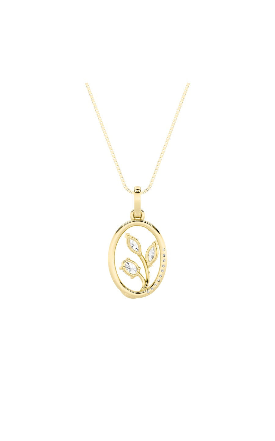 1Cttw Oval Shaped Lab Grown Diamond (F/VS) Pendantin 14K Gold