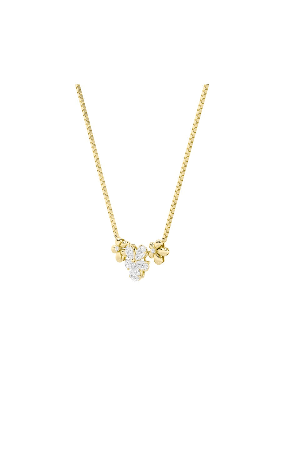2Cttw Pear Shaped Lab Grown Diamond (F/VS) Fancy Flower Necklace in 14K Gold