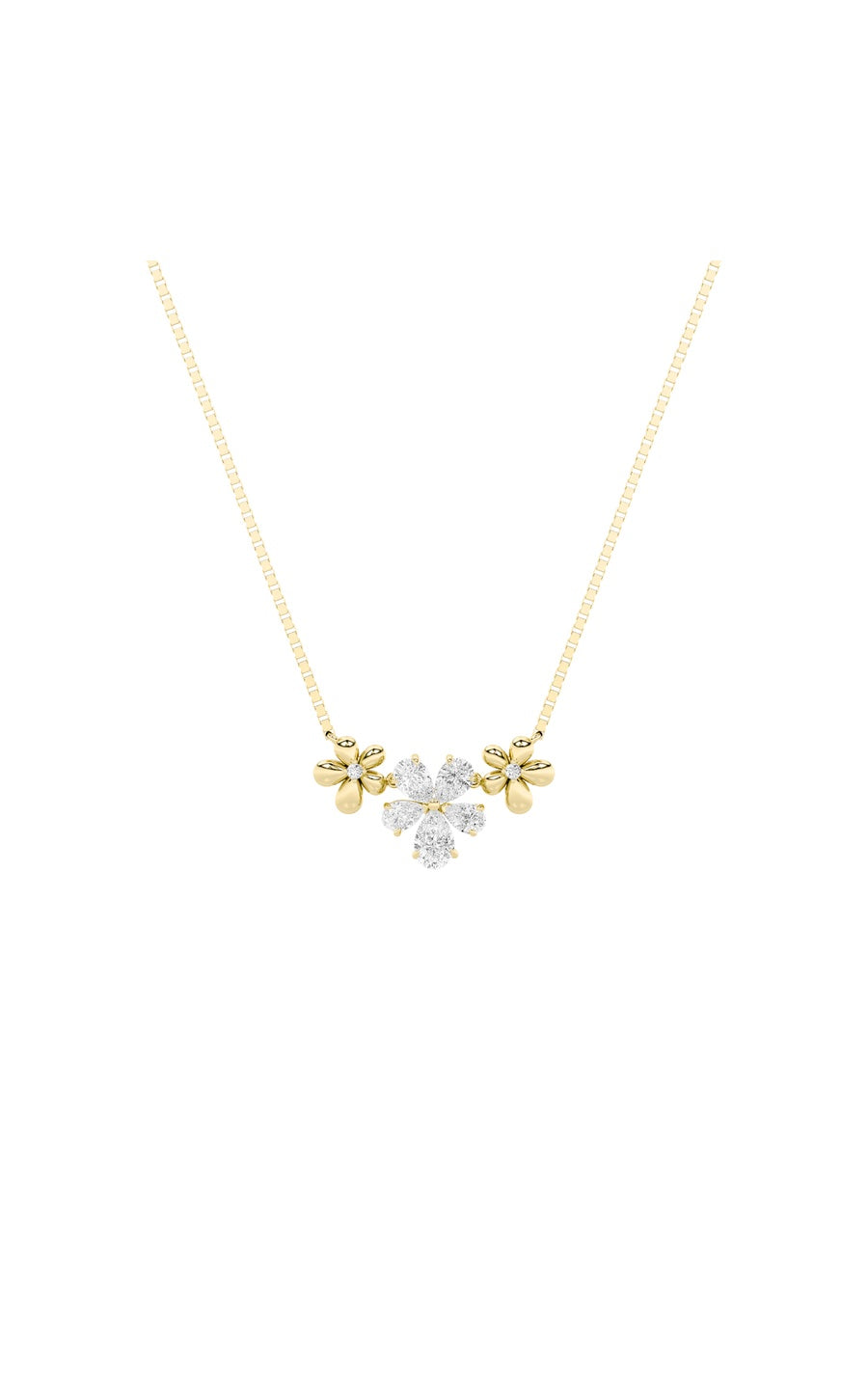 2Cttw Pear Shaped Lab Grown Diamond (F/VS) Fancy Flower Necklace in 14K Gold