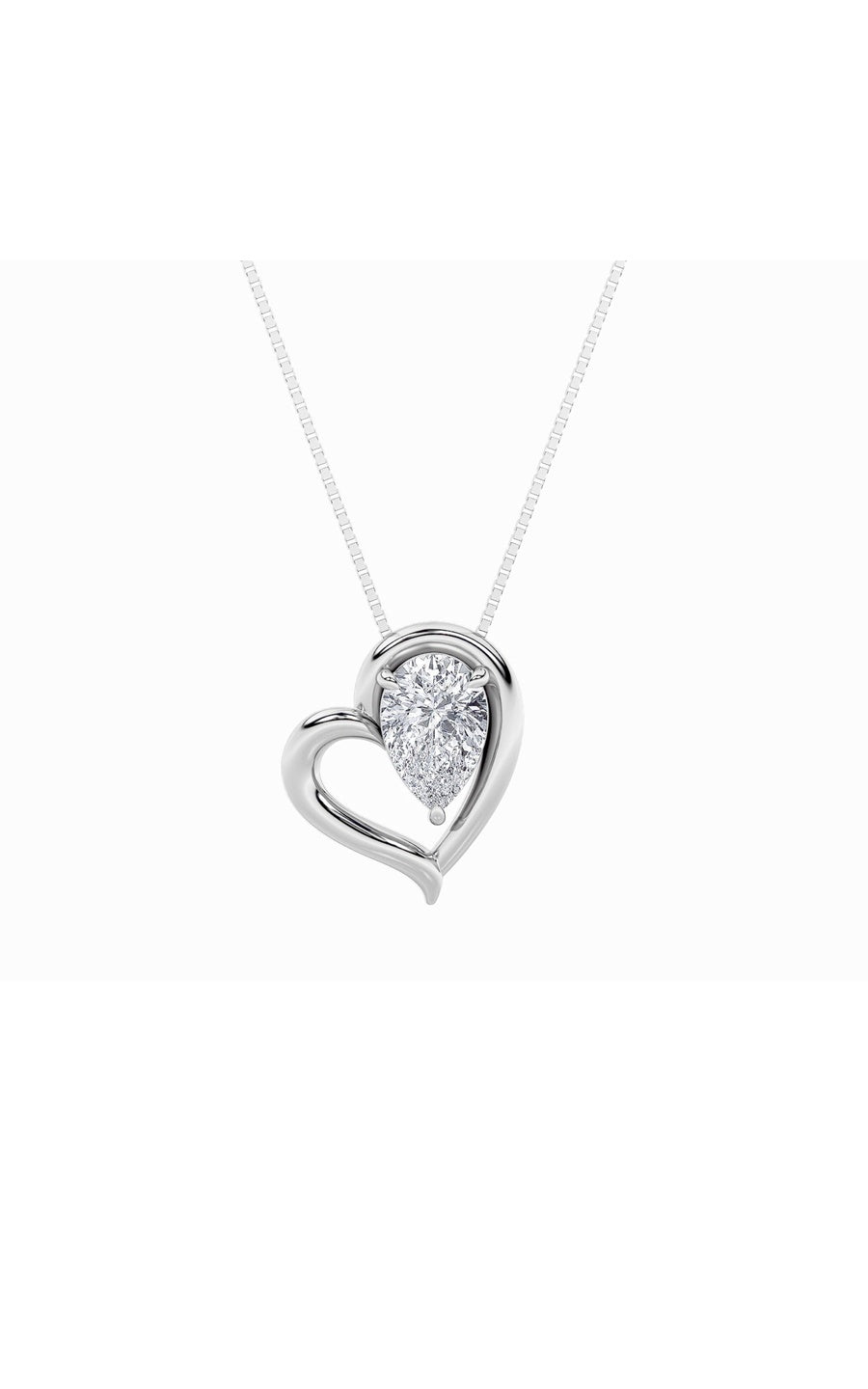 0.5Cttw Pear Shaped Lab Grown Diamond (F/VS) HeartPendant in 14K  White Gold