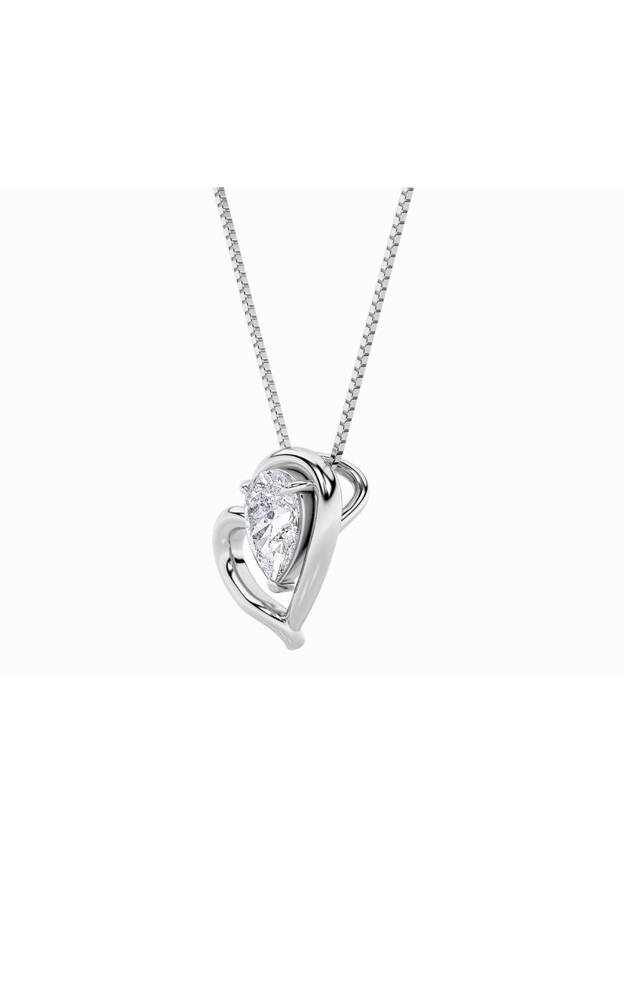 0.5Cttw Pear Shaped Lab Grown Diamond (F/VS) HeartPendant in 14K  White Gold