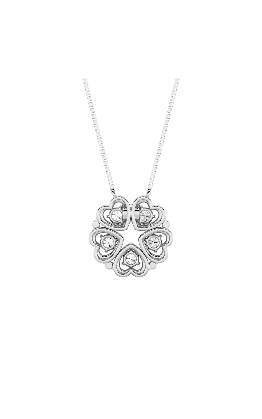 1Cttw Round Shaped Lab Grown Diamond (F/VS) HeartShaped Necklace in 14K Gold