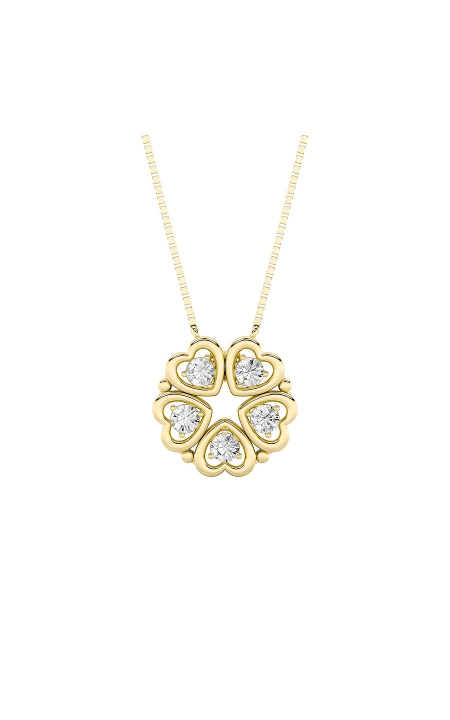 1Cttw Round Shaped Lab Grown Diamond (F/VS) HeartShaped Necklace in 14K Gold
