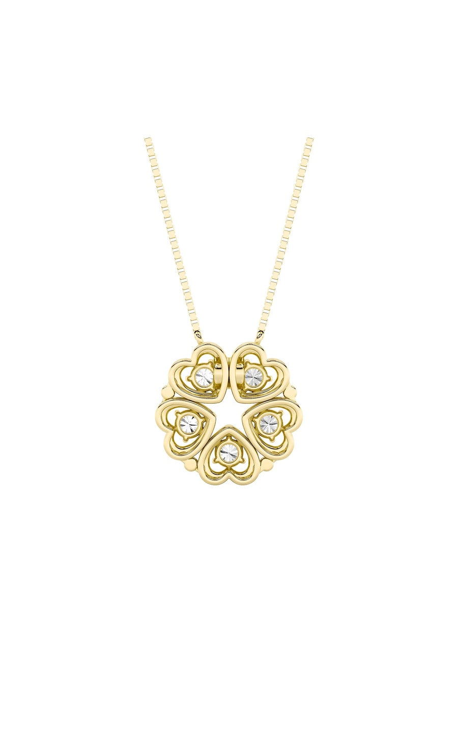 1Cttw Round Shaped Lab Grown Diamond (F/VS) HeartShaped Necklace in 14K Gold