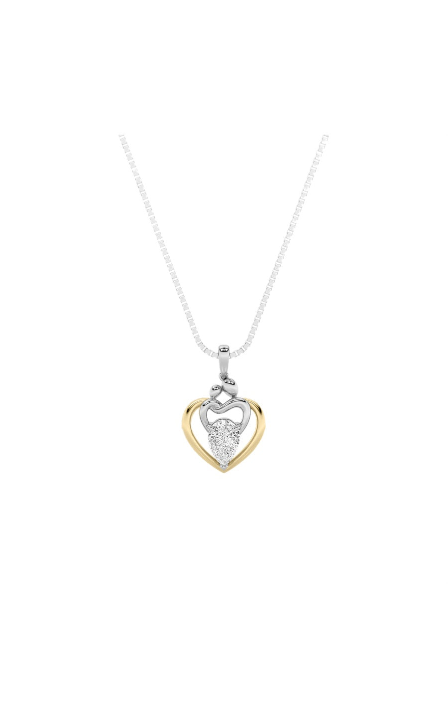 1.5Cttw Pear Shaped Lab Grown Diamond (F/VS) HeartShaped Pendant in 14K Gold