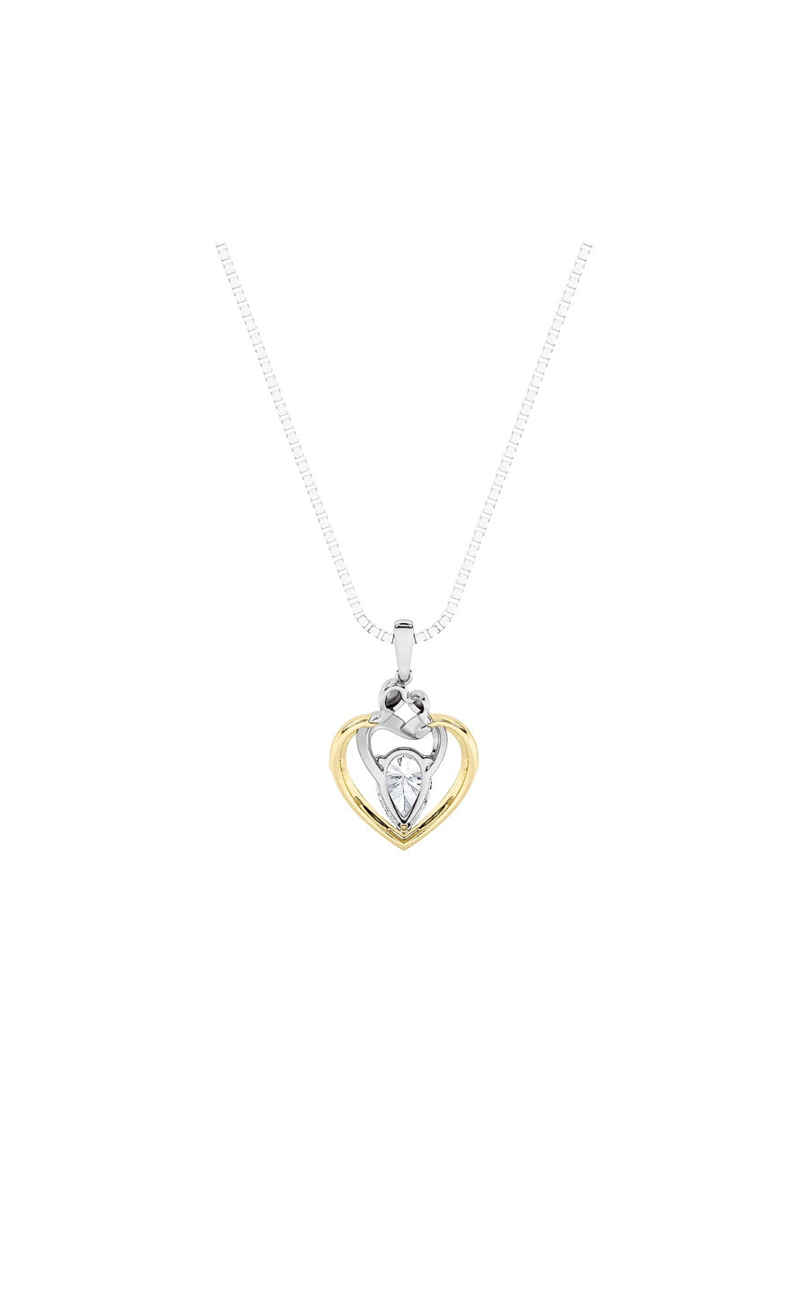 1.5Cttw Pear Shaped Lab Grown Diamond (F/VS) HeartShaped Pendant in 14K Gold