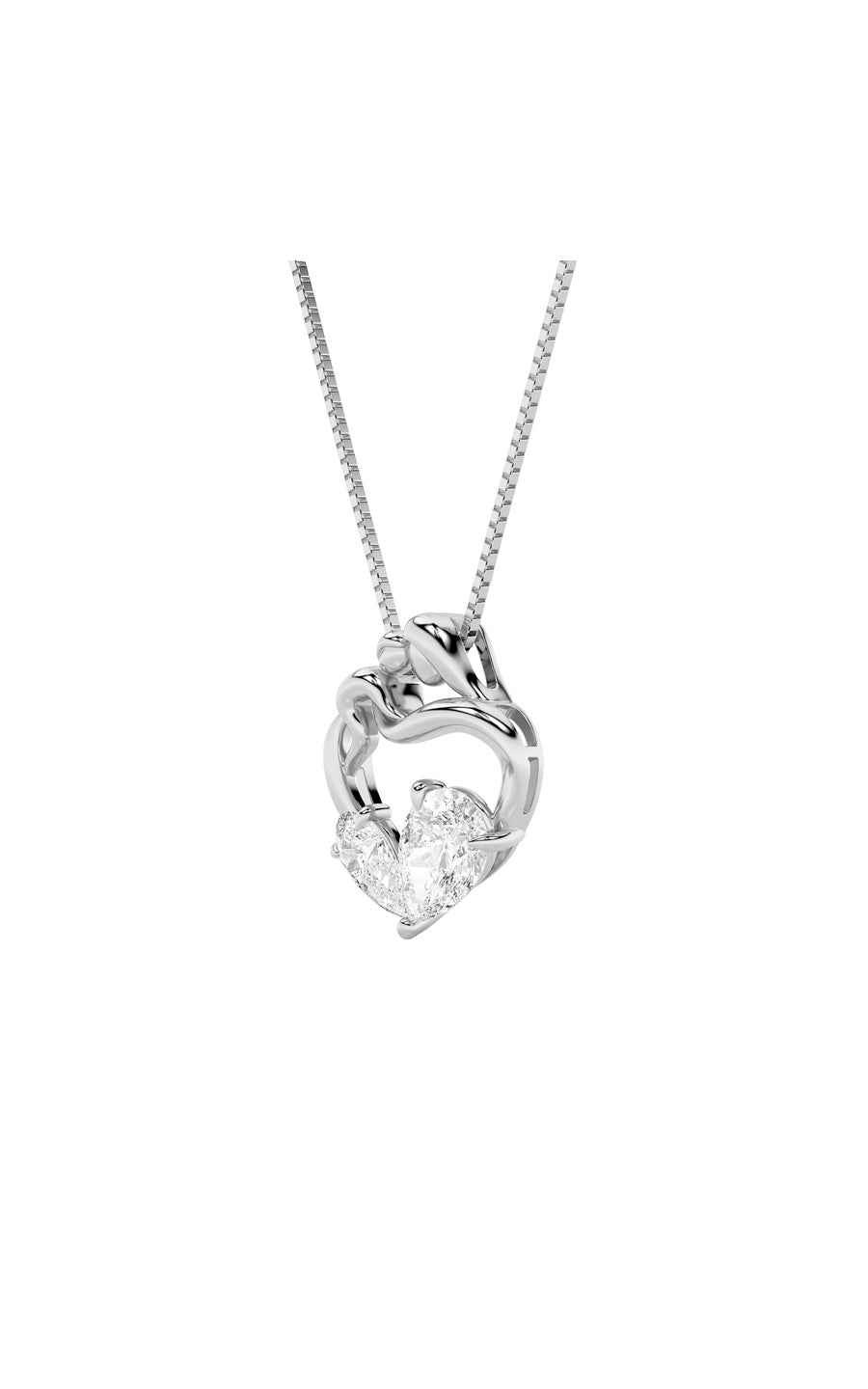 3Cttw Pear Shaped Lab Grown Diamond (F/VS) Mother& Child Heart Shaped Pendant in 14K Gold