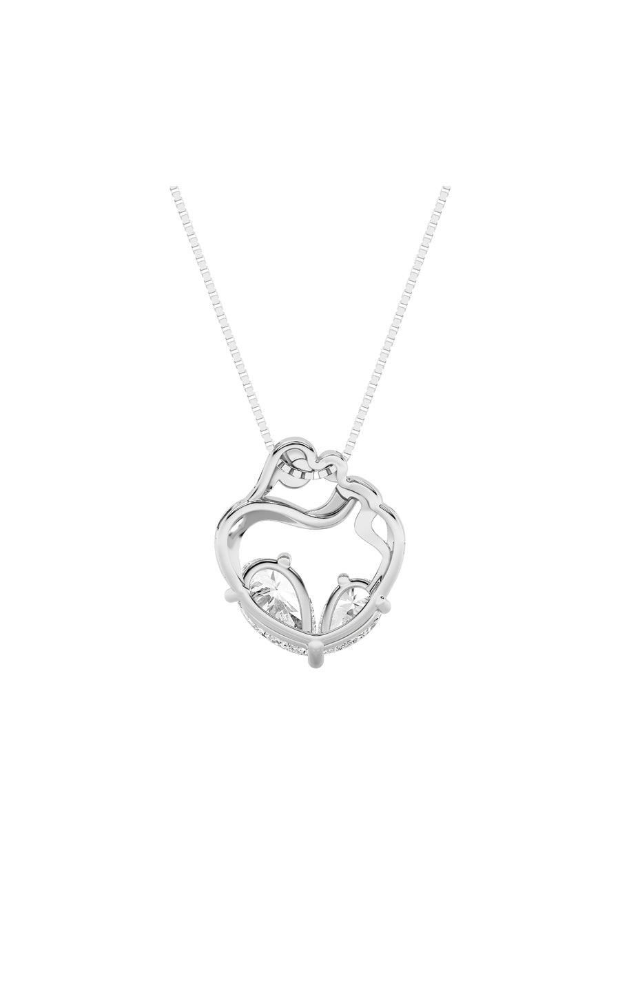 3Cttw Pear Shaped Lab Grown Diamond (F/VS) Mother& Child Heart Shaped Pendant in 14K Gold
