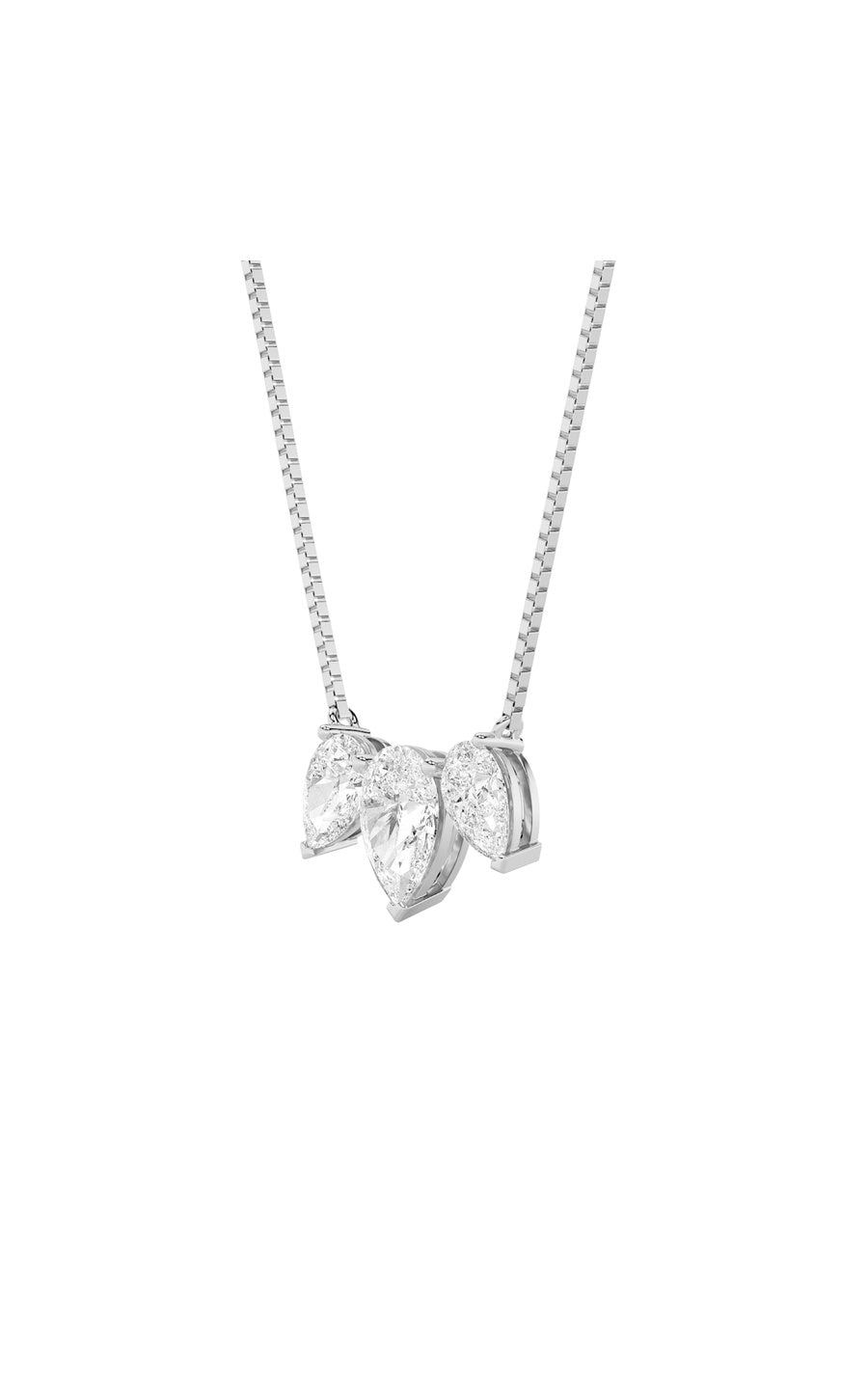 3Cttw Pear Shaped Lab Grown Diamond (F/VS) Three Stone Necklace in 14K Gold
