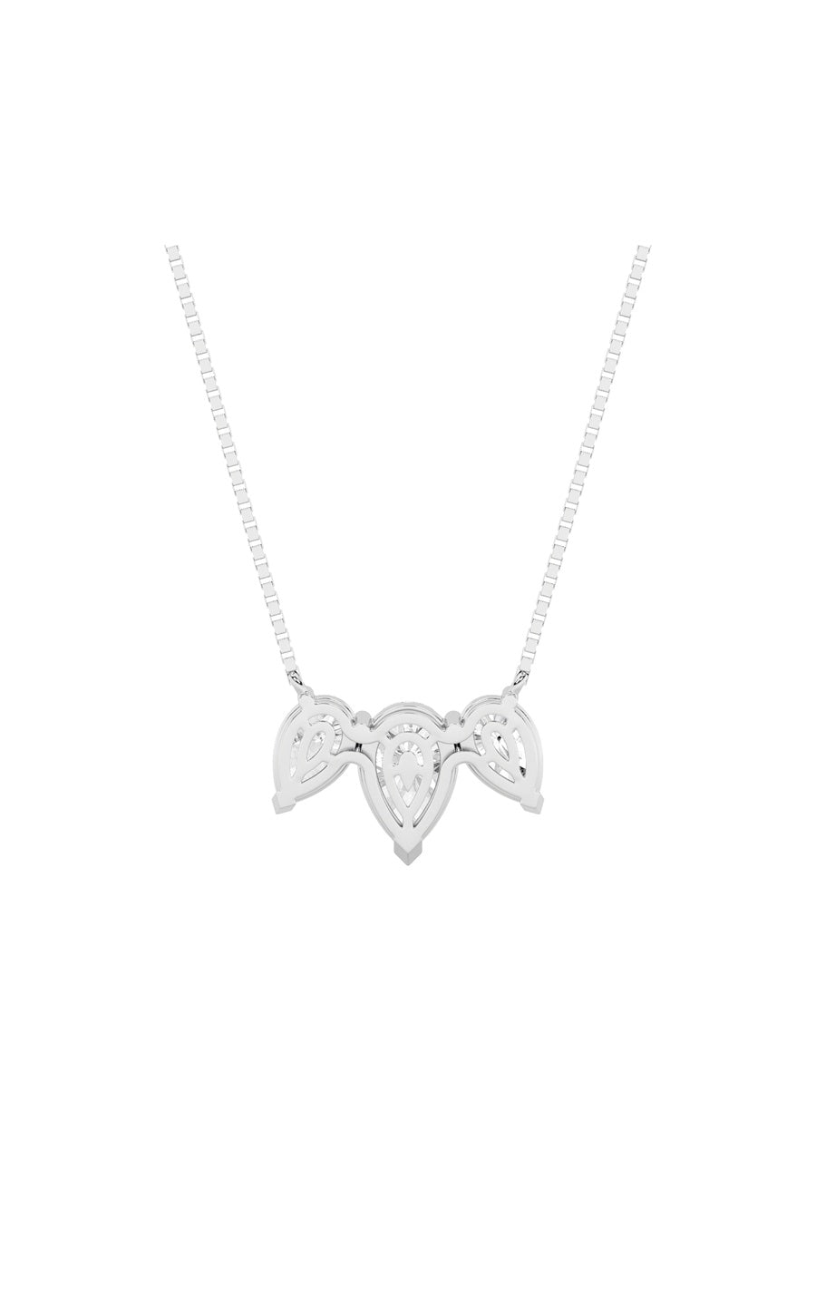 3Cttw Pear Shaped Lab Grown Diamond (F/VS) Three Stone Necklace in 14K Gold