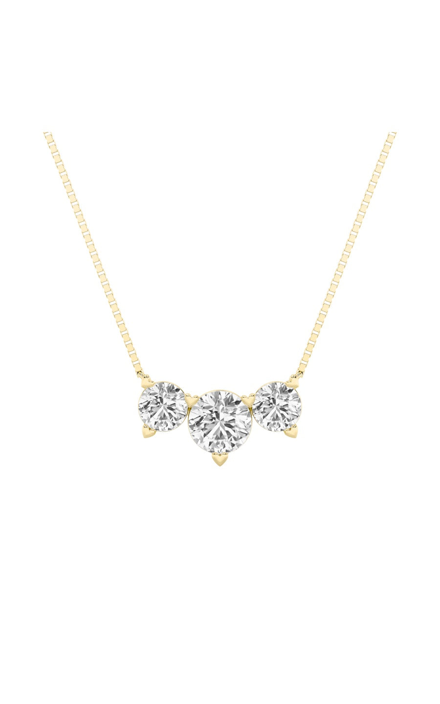 2Cttw Round Shaped Lab Grown Diamond (F/VS) ThreeStone Necklace in 14K Gold