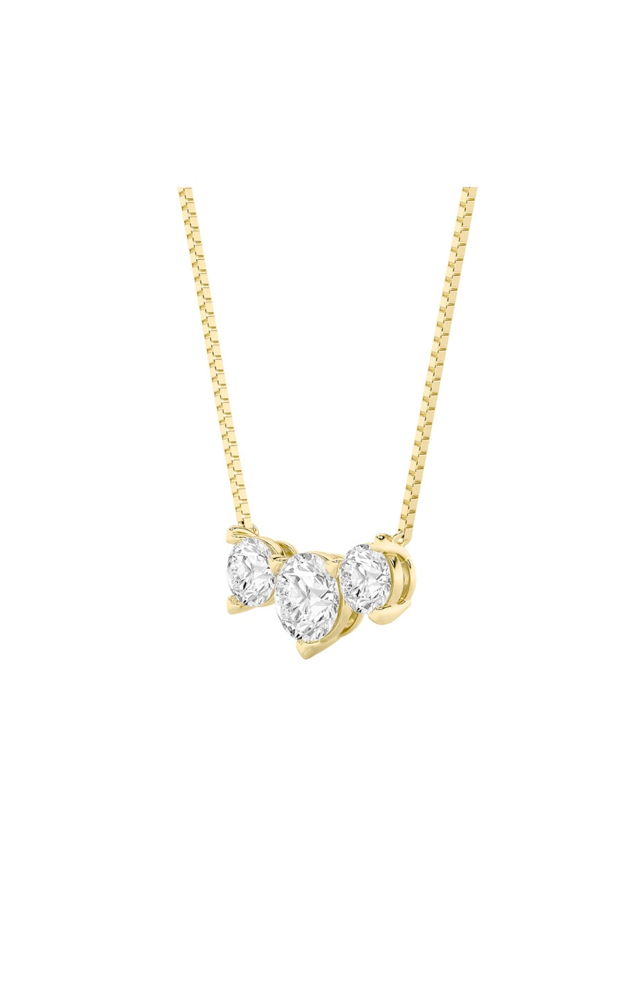 2Cttw Round Shaped Lab Grown Diamond (F/VS) ThreeStone Necklace in 14K Gold